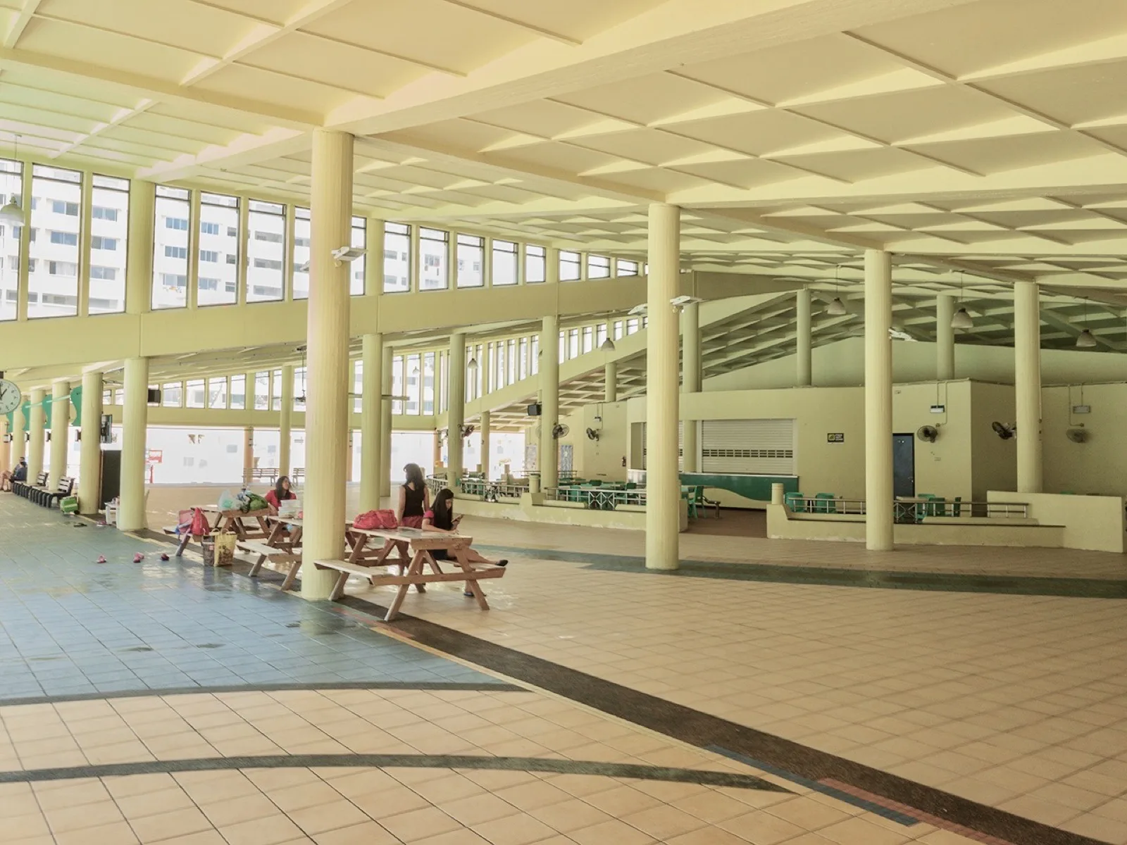 Spectator seating overlooking the competition pool at Yishun Swimming Complex